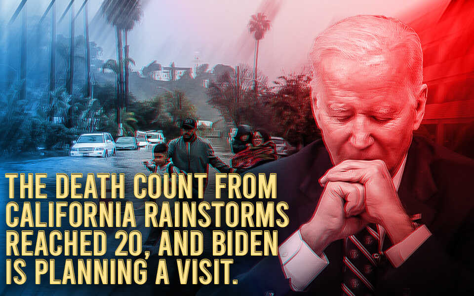The death count from California rainstorms reached 20, and Biden is planning a visit