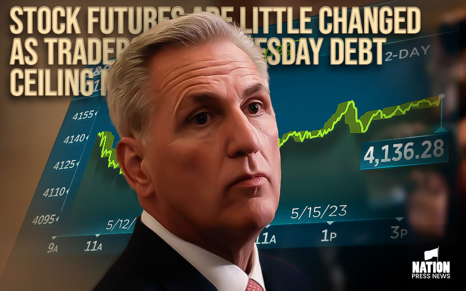 Stock futures are little changed as traders await Tuesday debt ceiling negotiations